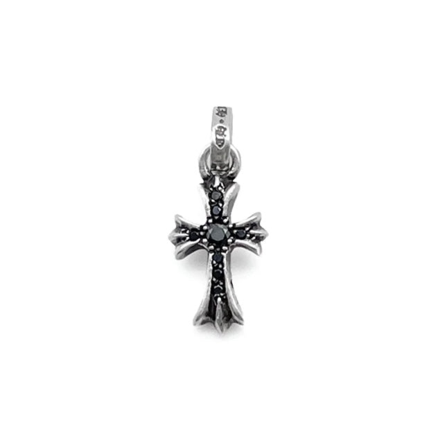 18K White Gold Baby Fat Pendant (Black Diamonds) – CROSSHOUSE