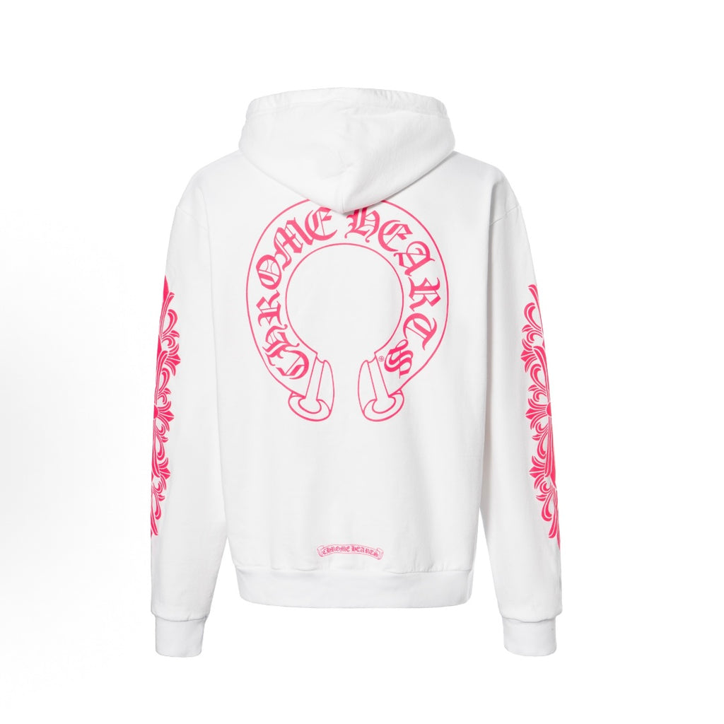 Pink Horseshoe Logo Hoodie (White)