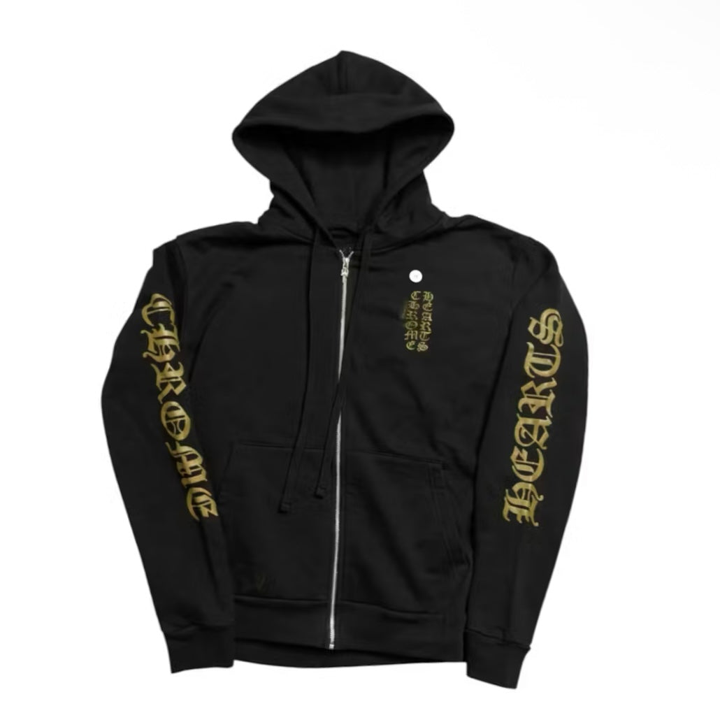 Army Green Vertical Logo Zip Hoodie (Black)