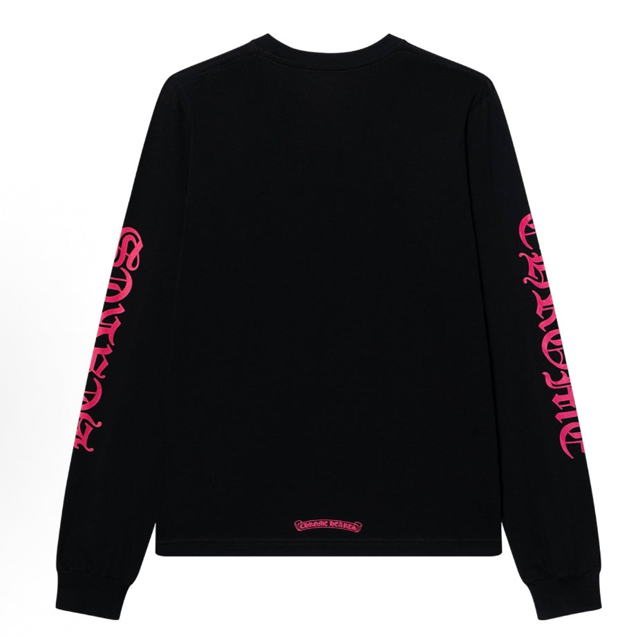 Pink Collar Letter Logo T-Shirt L/S (Black)