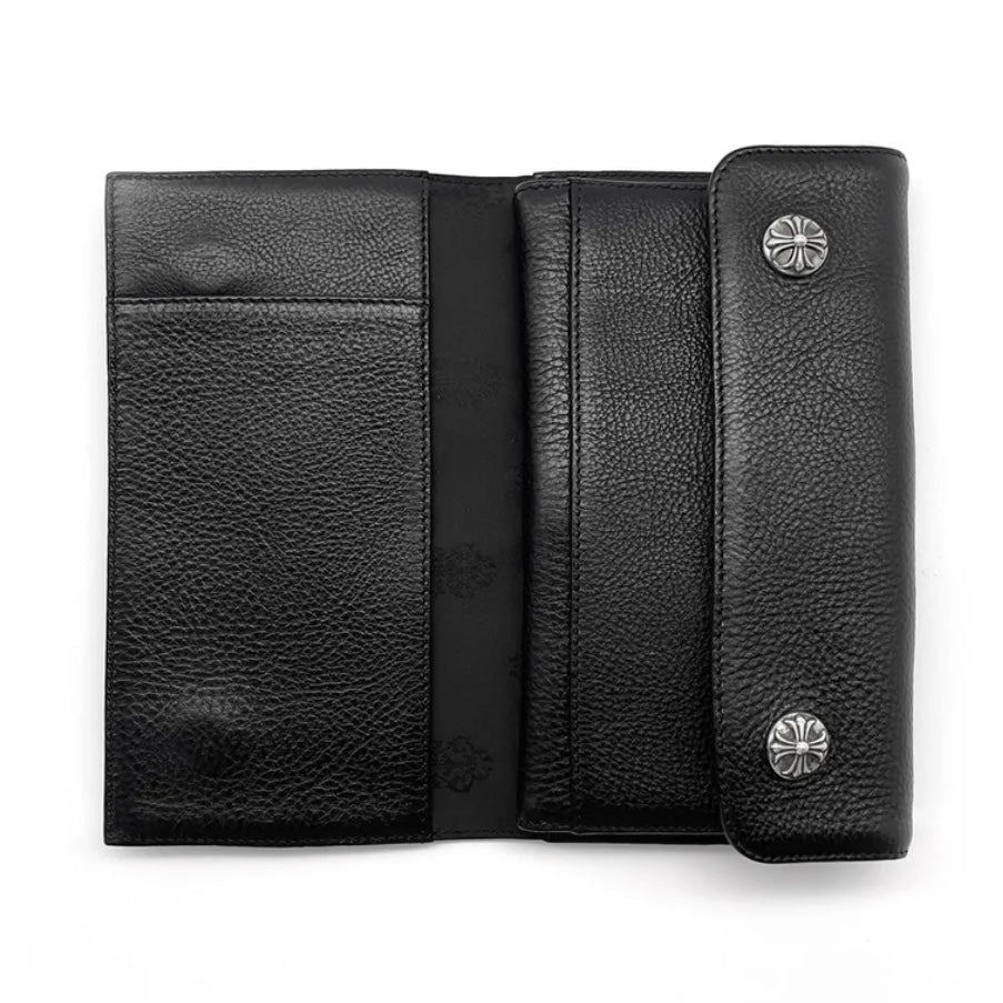 Cross Ball Button Leather Wallet