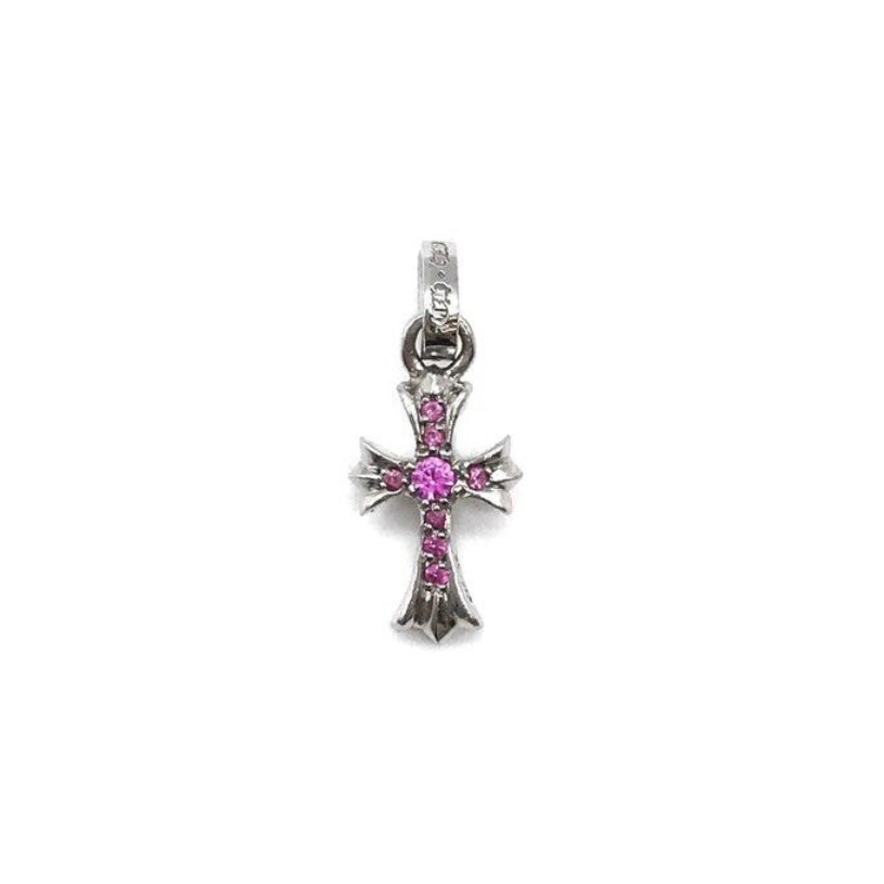 Chrome Hearts 18K White Gold Pink Sapphire Baby Fat Pendant