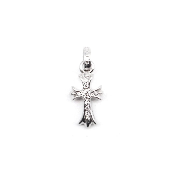 Chrome Hearts 18K White Gold White Diamond Baby Fat Pendant