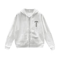 T Bar Script White Zip Up Hoodie