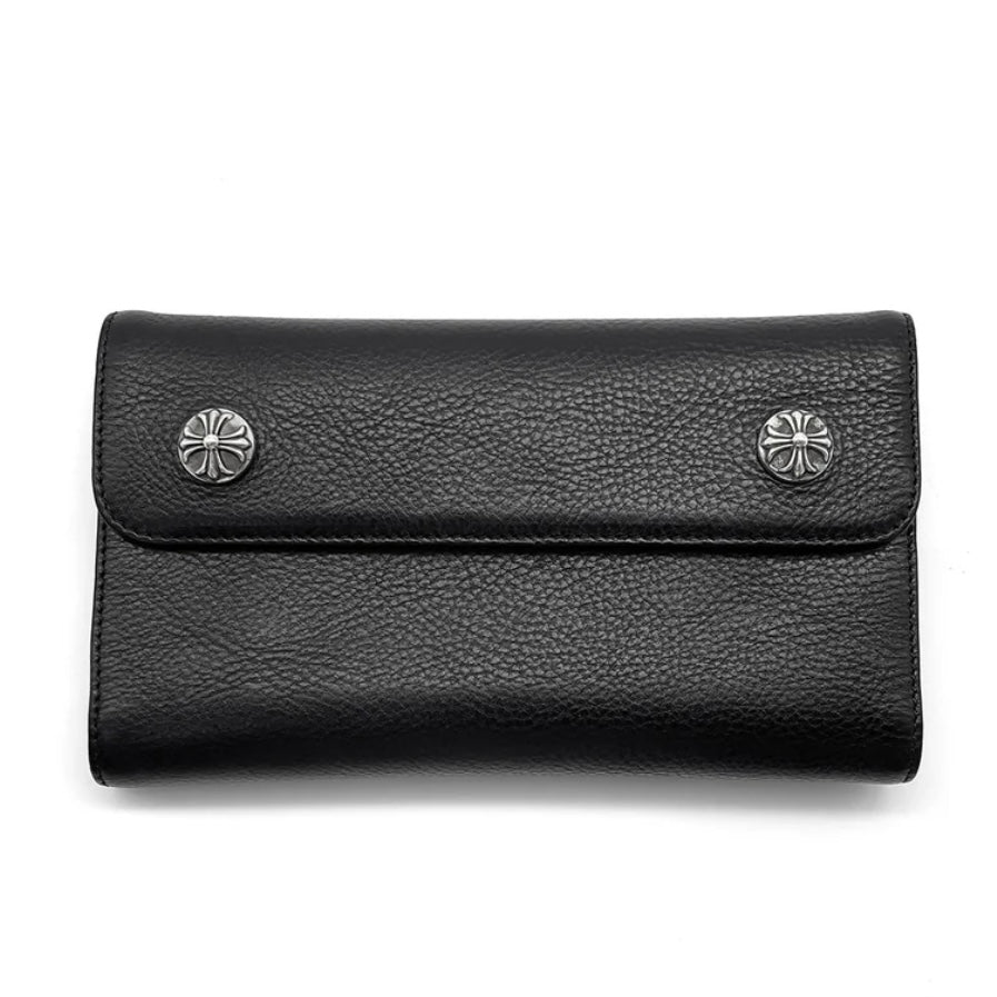 Cross Ball Button Leather Wallet
