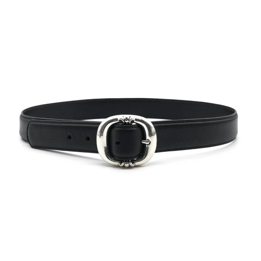 Chrome Hearts Gunslinger 925 Silver Black Leather Belt