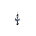18K White Gold Blue Saph Babyfat Cross Charm Pendant