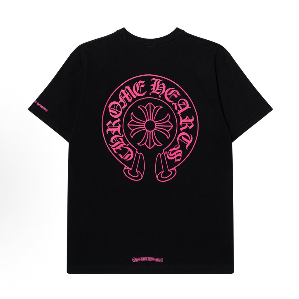 Classic Horseshoe Pink Logo T-Shirt (Black)