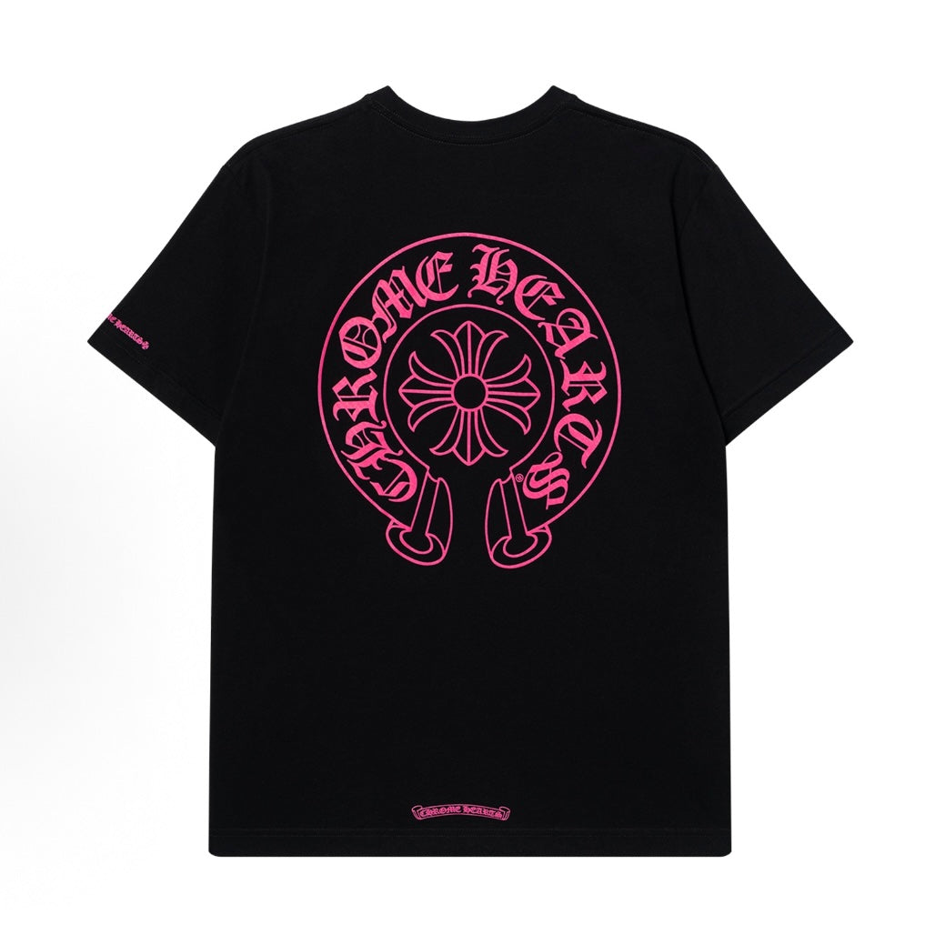 Classic Horseshoe Pink Logo T-Shirt (Black)