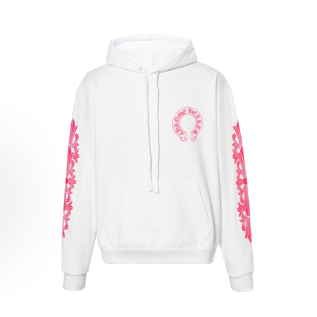 Pink Horseshoe Logo Hoodie (White)