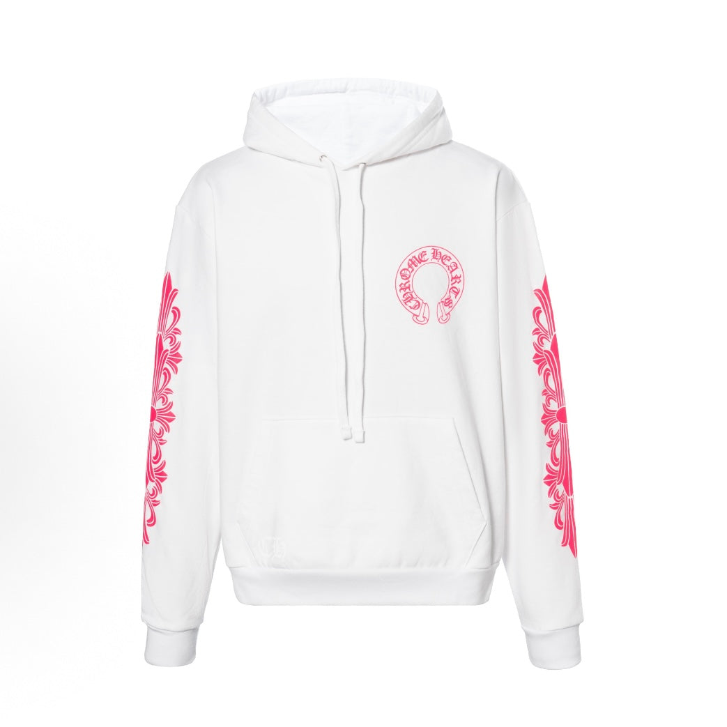 Pink Horseshoe Logo Hoodie (White)