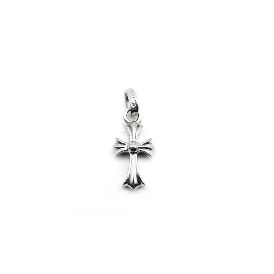 18K White Gold Blue Saph Babyfat Cross Charm Pendant