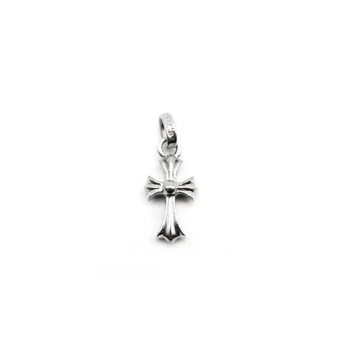 18K White Gold Blue Saph Babyfat Cross Charm Pendant