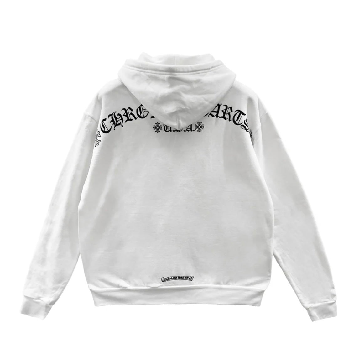 T Bar Script White Zip Up Hoodie