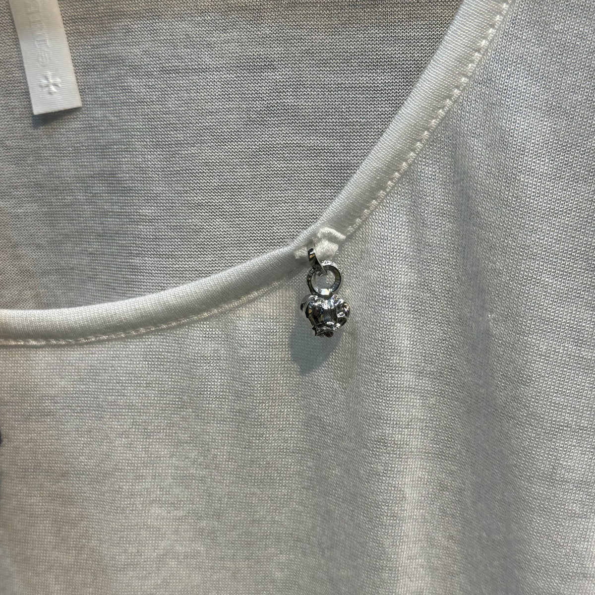 While Card 3/4 sleeve Rhodium Heart