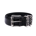 Chrome Hearts Double Roller 925 Silver Black Leather Belt