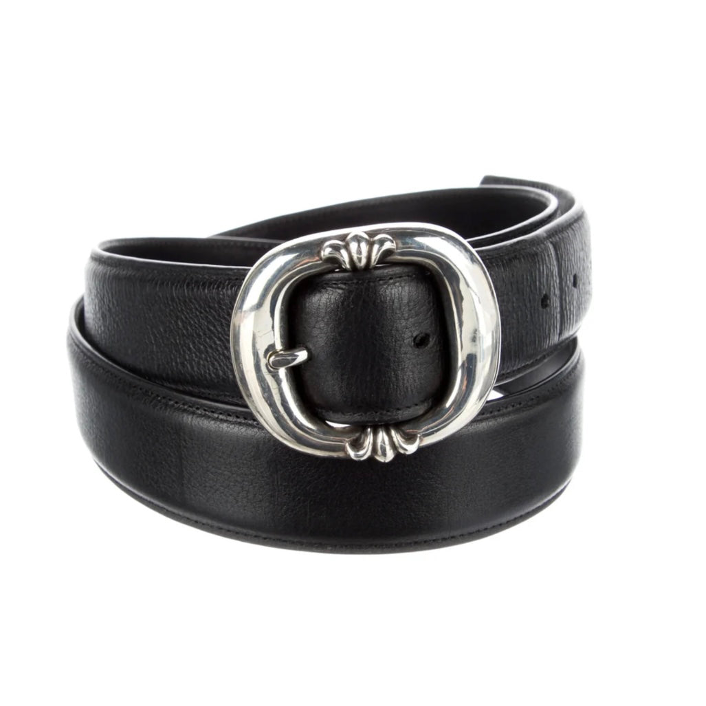 Chrome Hearts Gunslinger 925 Silver Black Leather Belt