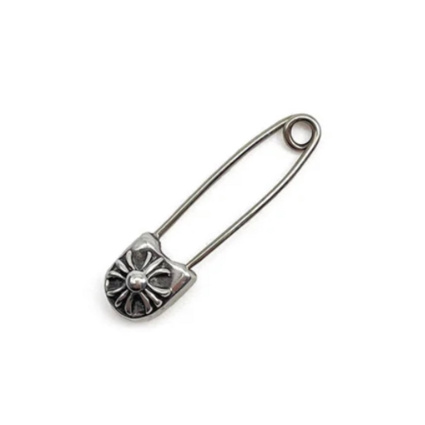 Silver Safety Pin Earring