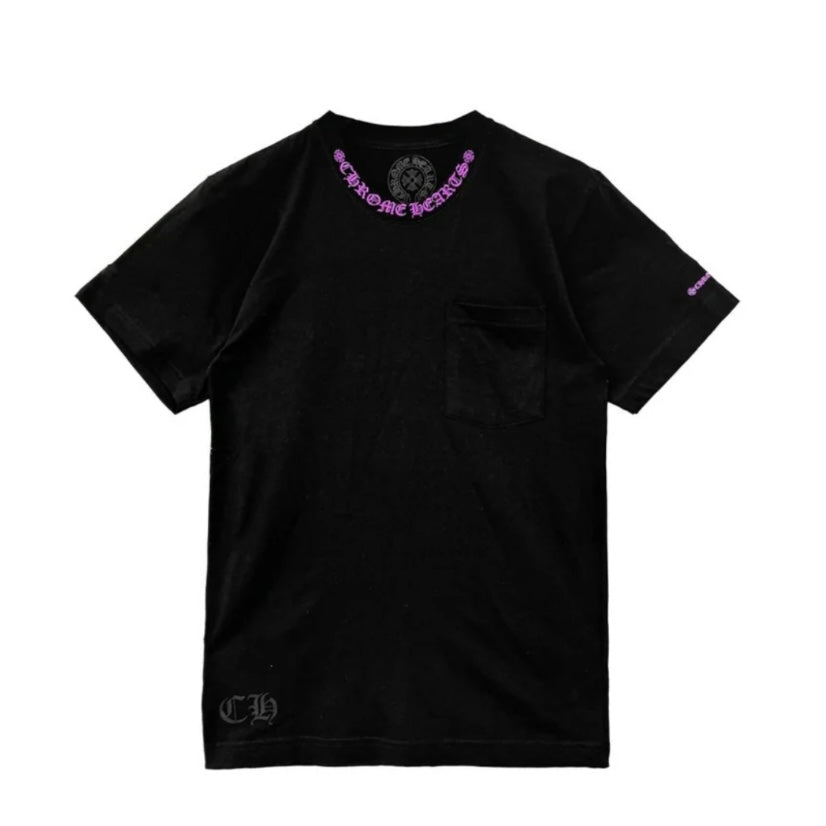 Purple Letter Collar T-Shirt (Black)