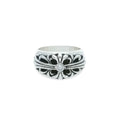 Silver Floral Cross Ring (1 Diamond)