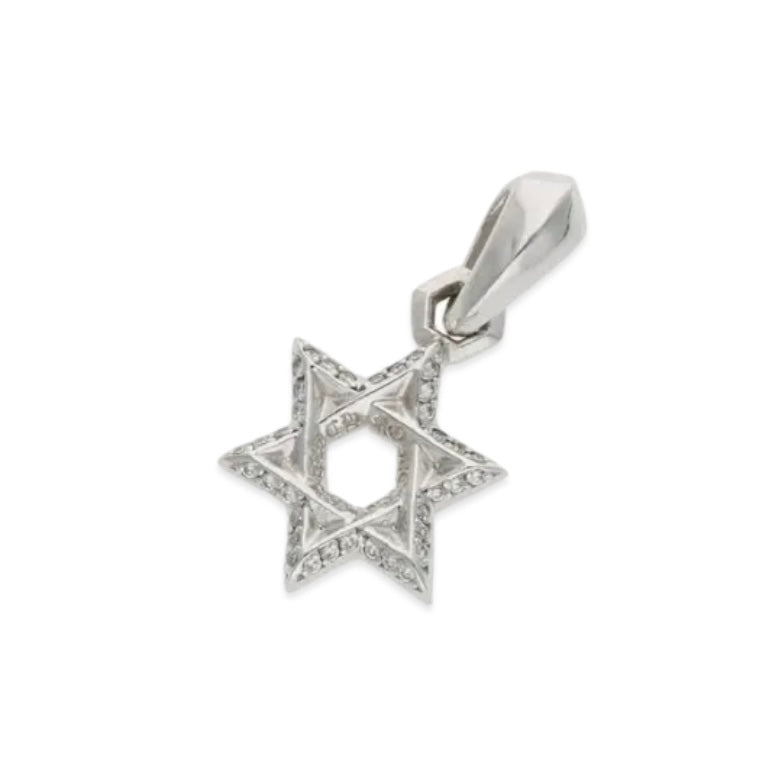 18K White Gold Star of David Charm