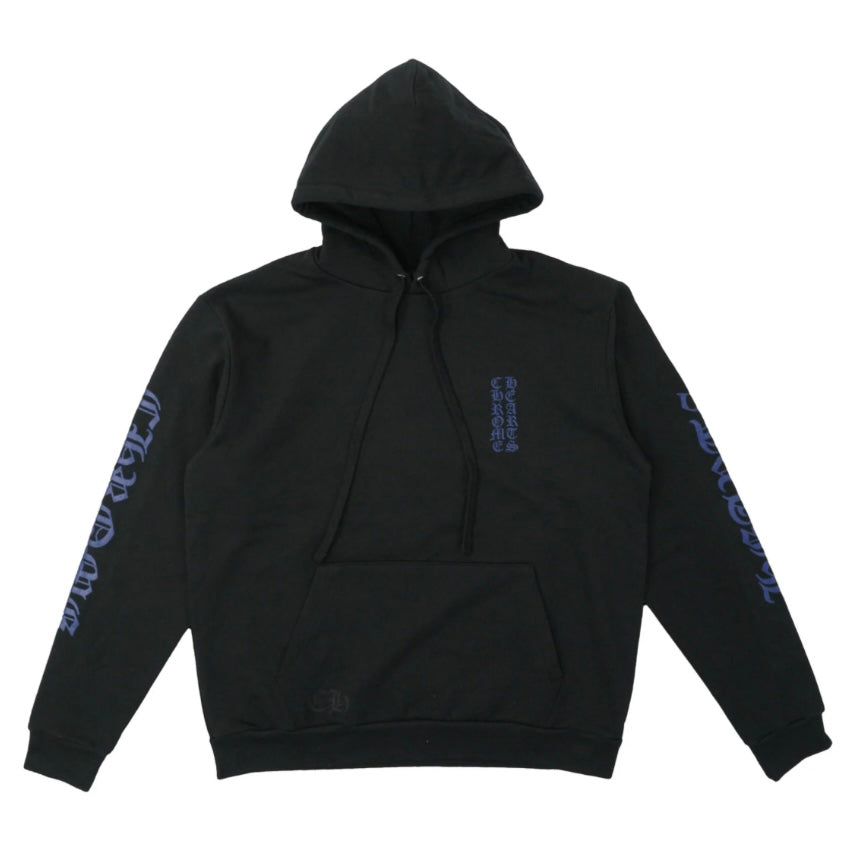 Blue Vertical Logo Hoodie (Black)