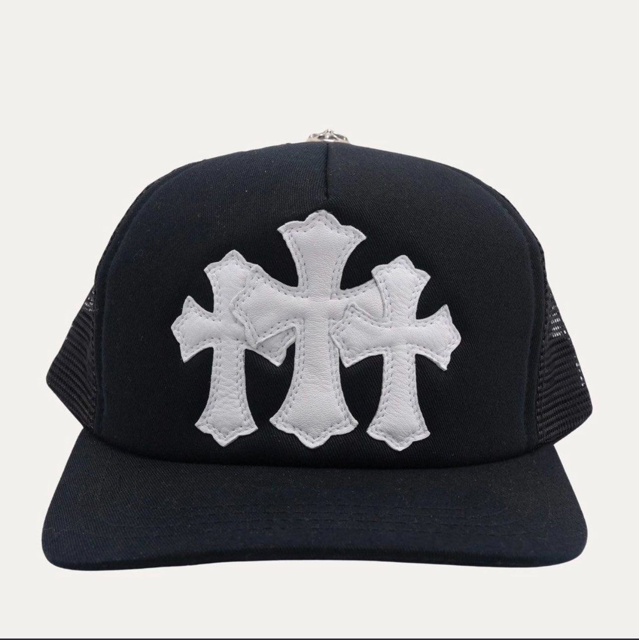 Cemetery Leather Cross Patch Trucker Cap