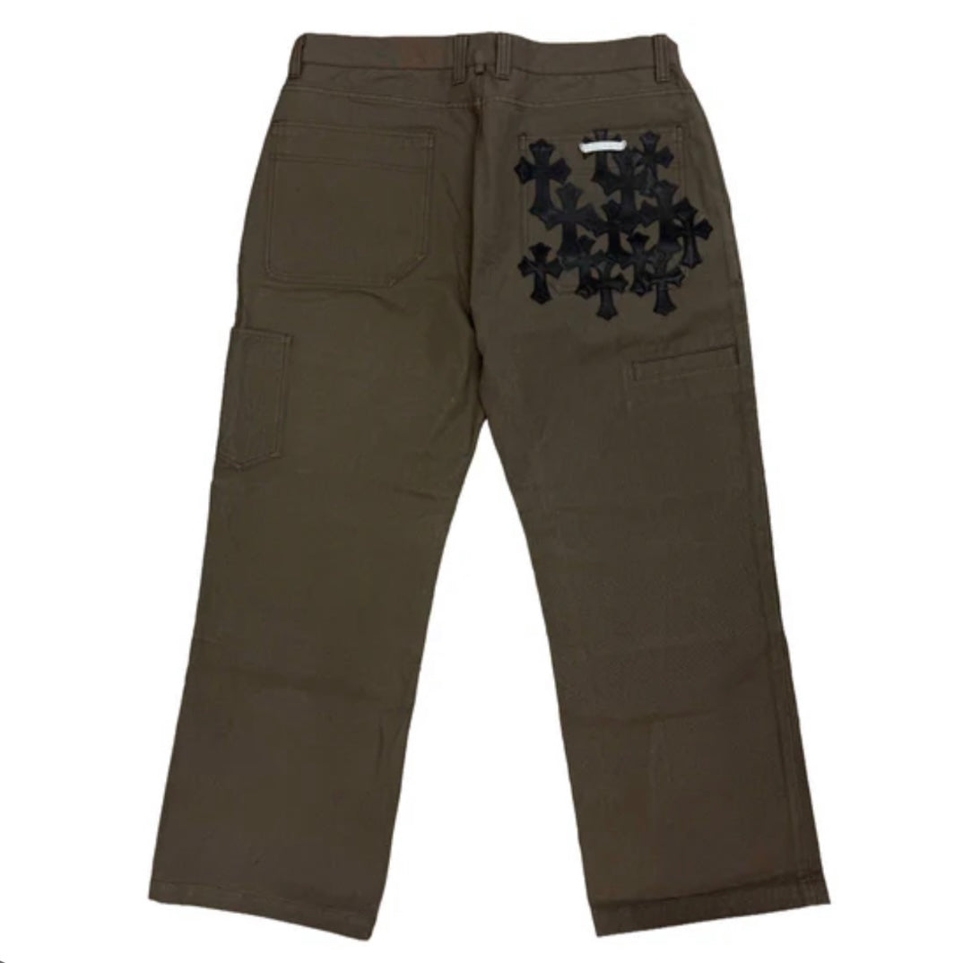 Pocket Cross Patch Pants (Brown)