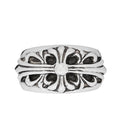 Silver Floral Cross Ring